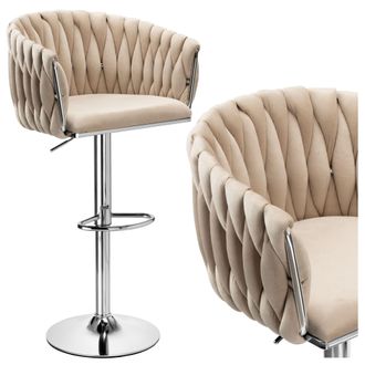 OEM Taburete De Bar Cofton Cromado De Terciopelo Beige