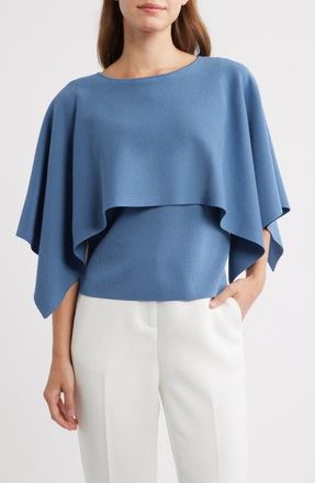 Anne Klein Boat Neck Sweater Cape in Dutch Blue at Nordstrom, Size Xx-Small
