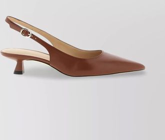 Stuart Weitzman sculpted buckle kitten heel slingback pumps