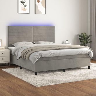 vidaXL Vidaxl - Cama Box Spring Colch&oacute;n Y Led Terciopelo Gris Claro 160x200 Cm