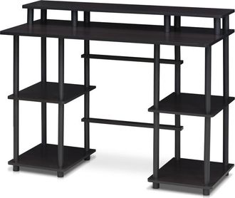 Furinno Turn-N-Tube Computer Desk with Top Shelf, Espresso/Black 17045EX/BK
