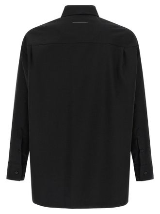Maison Margiela Wool-Blend with Jacquard Labels Shirt - Black