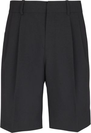 Balmain Wool Darted Bermuda Shorts - Heren - Korte Broeken - Zwart - L - Wol - Korte Broeken