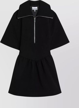 Ganni mini dress with gathered waist and short sleeves