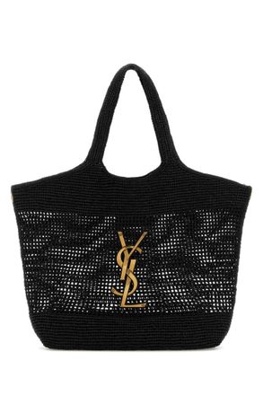 Saint Laurent Black raffia Icare shopping bag