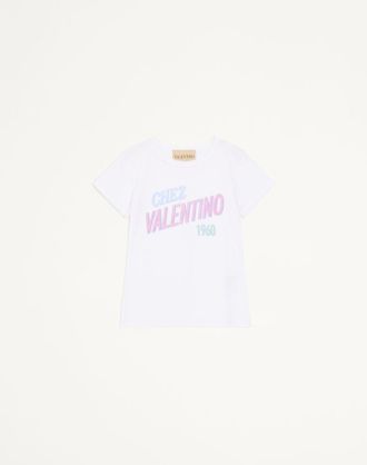 Valentino Cotton Jersey T-Shirt with Chez Valentino 1960 Print Wo