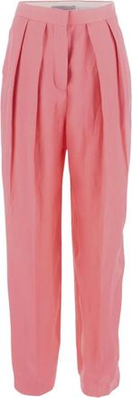 Stella McCartney Geplooide Baggy Broek - Dames - Chinos - Roze - M - Linnen - Broeken