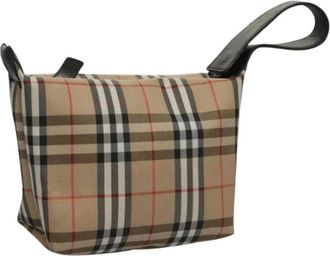 Burberry Pre-owned Clutches, female, Beige, Size: ONE SIZE Pre-owned Vintage Nylon Hand Bag