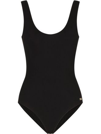 Dolce & Gabbana logo-tag scoop-back swimsuit - Black