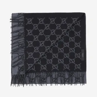 Gucci Mens Scarf Gg Cashmere Graphite-Black Graphite/black Scarfs