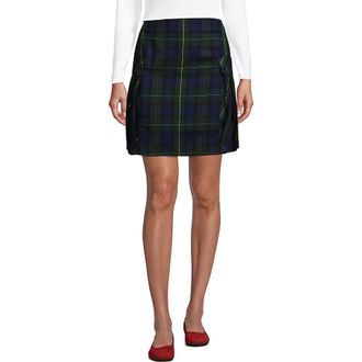 Lands End School Uniform Young Side Pleat Plaid Skort Above the Knee in Hunter/classic Navy Plaid at Nordstrom, Size 12