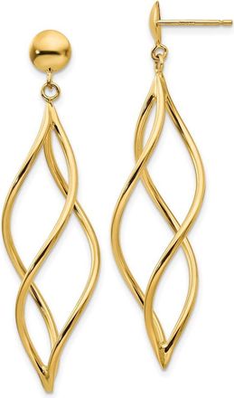Diamond2Deal 10k Yellow Gold Curved Tube Shape Drop Dangle Earrings