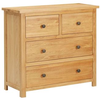 vidaXL Cajonera De Madera De Roble Macizo 80x35x75 Cm Vidaxl