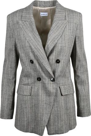 Marella Tailored Double-Breasted Jacket with Checkered Pattern