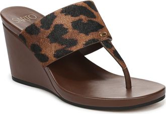 Franco Sarto Talea Genuine Calf Hair Wedge Sandal in Brown at Nordstrom, Size 5.5