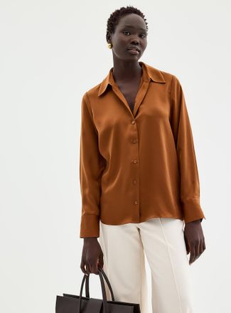 Contemporaine Womens Flowy satin loose shirt