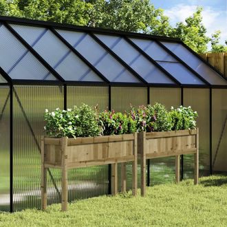 vidaXL Vidaxl - Jardineras Con Patas 2 Uds Madera De Pino Impregnada
