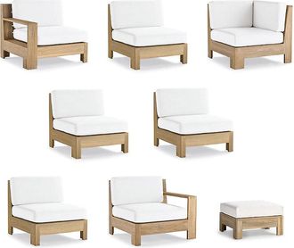 Frontgate St. Kitts 8-pc. Modular Set in Weathered Teak - Standard, Sailcloth Cobalt - Frontgate