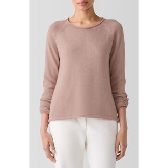Eileen Fisher Raglan Sleeve Organic Cotton Blend Sweater in Opal at Nordstrom Rack, Size Small