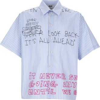 Msgm Light Blue Stripes Shirt