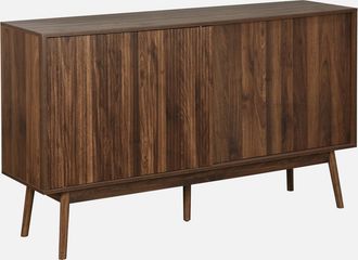Sweeek Sweeek - Aparador Escandinavo Efecto Madera Con 2 Puertas, 150cm, Linear, Madera Oscura, 150x39.5x90 Cm