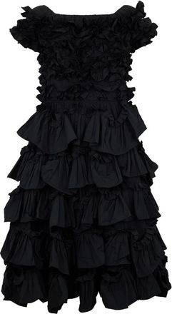 Red Valentino Elegante jurk met ruches - Dames - Feestkleedjes - Zwart - XS - Polyester - Kleedjes