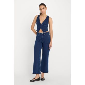 Good American Womens Jeanius Crop Palazzo | Indigo, Size 00 | Good American by Khlo&Egrave; Kardashian