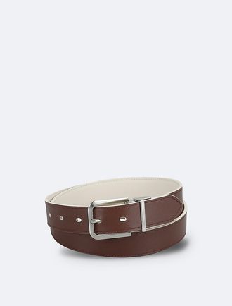 Calvin Klein Womens Bevel Edge Reversible Belt - Brown - XS