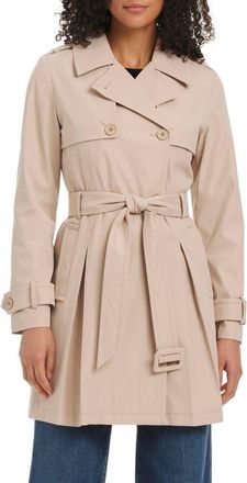 Kate Spade New York belted double breasted pleated trench coat in Fired Clay at Nordstrom, Size X-Large