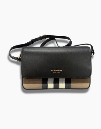 Burberry Womens Burberry New Hampshire Leather Shoulder Bag Black - Size: ONE size
