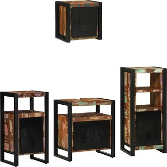 vidaXL Juego De Muebles De Ba&ntilde;o 4 Pcs Marr&oacute;n Madera De Mango Maciza