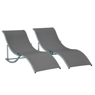 OUTSUNNY Set 2 tumbonas plegables 165x61x63 cm gris oscuro