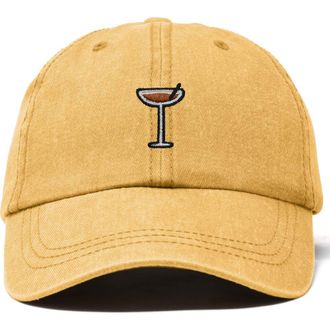 Dalix Espresso Martini Embroidered Hat in Washed Gold at Nordstrom