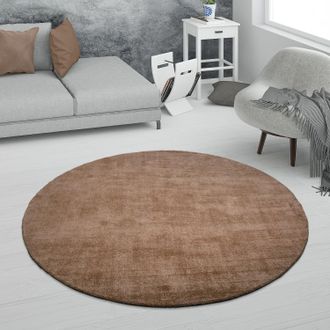 Paco Home Paco Home - Alfombra Sal&oacute;n Pelo Corto Hecha A Mano Motivo Moderno Monocolor Suave Beige, &Oslash; 160 Cm Redon