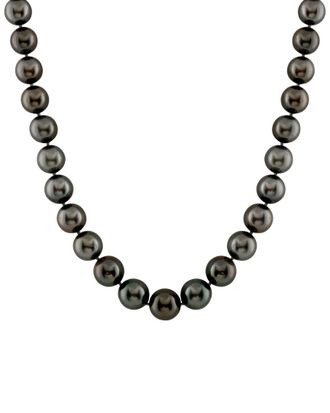 Splendid Pearls 14K 0.25 Ct. Tw. Diamond & 10.1-12.4Mm Tahitian Pearl Necklace