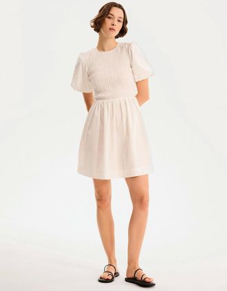 Omnes Womens Terri Mini Dress in White - Tan - Size: 10