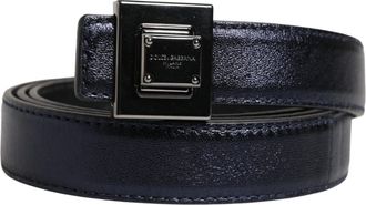 Dolce & Gabbana Men Black Classic Leather Square Buckle Belt Calf