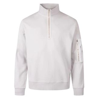 Ten c Hoodies & sweatvesten, Heren, Grijs, L, Katoen, Garment Dyed Diagonal Fleece Quarter Zip Sweatshirt
