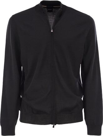 HUGO BOSS Virgin Wool Knitted Cardigan With Zip