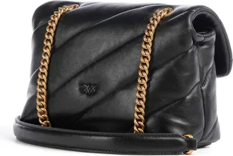 Pinko Womens Shoulder Bag Mini Love Puff Black-Antique Gold Black/antique