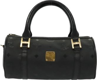 MCM Visetos Logogramme Handbag Canvas And Leather Black Pvc Handbag (Pre-Owned)