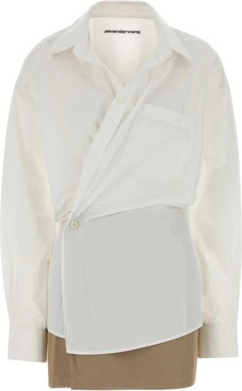 Alexander Wang Pre-Styled Mini Wrap Jurk - Dames - Shirt Kleedjes - Wit - XS - Katoen - Kleedjes