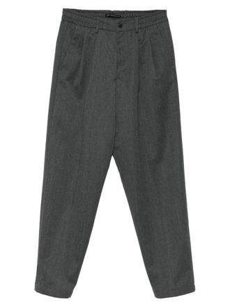 low brand Grey Pleated Wool-Blend Formal Pants