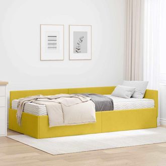 vidaXL Estructura De Cama Esquina Con Colch&oacute;n 2 Uds. Amarillo Vidaxl