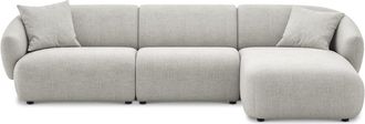 Castlery Auburn Chaise Sectional Sofa Right Facing Customized, Performance Classic Twill, Medium Grey, Spill Resistant, Modular for Castlery