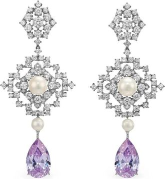 Anabela Chan Orecchini Pixelise in rodio vermeil con pietre - Viola