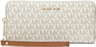 Michael Kors Large Logo Continental Wallet - Dames - Portefeuilles - Beige - ONE Size - Katoen - Accessoires