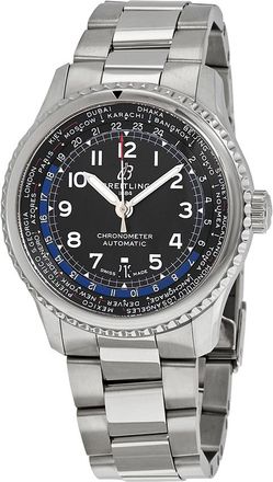 Breitling Pre-owned Breitling Navitimer World Time Automatic Black Dial Mens Watch AB3521U41B1A1