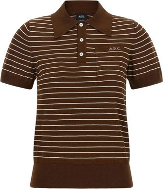 A.P.C. Aline Polo Shirt - Dames - Polos - Bruin - XS - Katoen - Tops