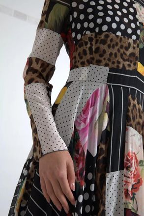 Dolce & Gabbana Womens Multicolor Patchwork Floral Leopard Dress